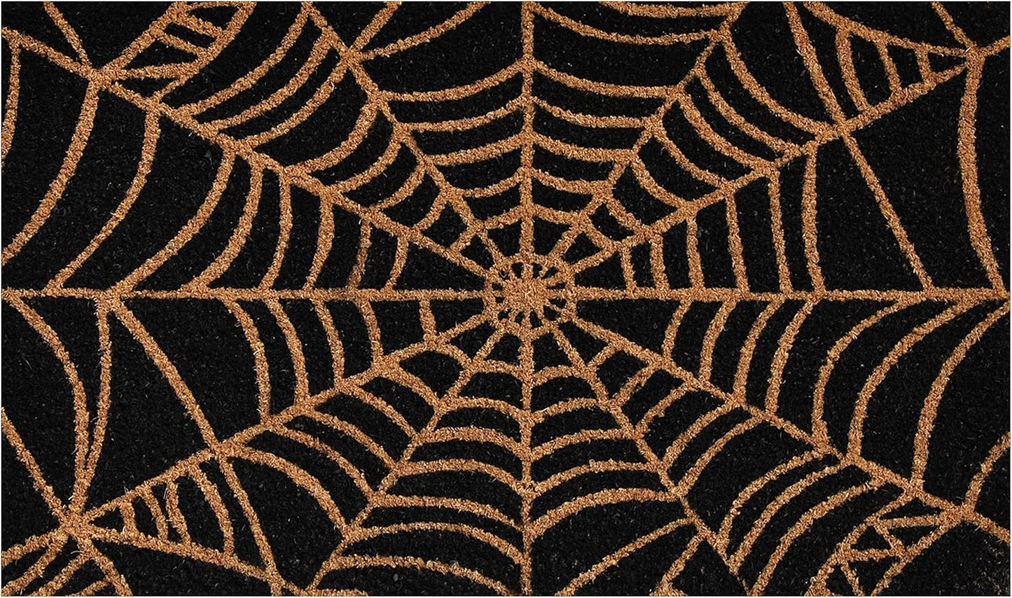 17" X 29" Black And Natural Halloween Halloween Outdoor Coir Door Mat