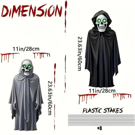Halloween Skeleton Figurines with Glowing Eyes (2pcs)