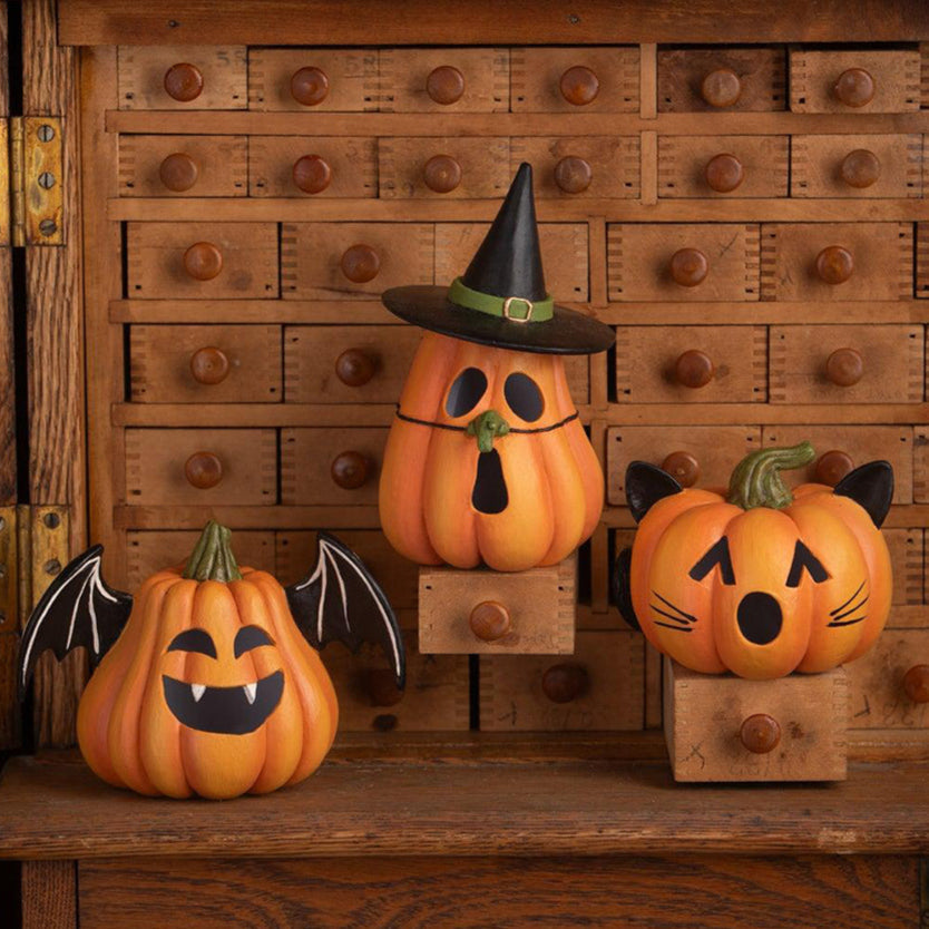 Bundle of 3 Halloween Pumpkin Luminaries by Bethany Lowe