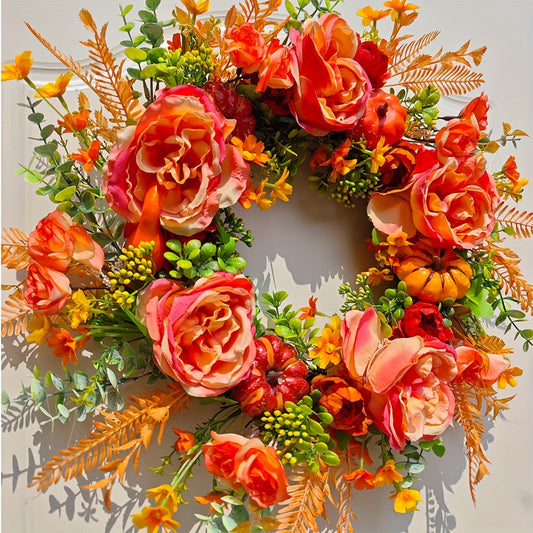 NNETM Pumpkin & Peony Halloween Wreath