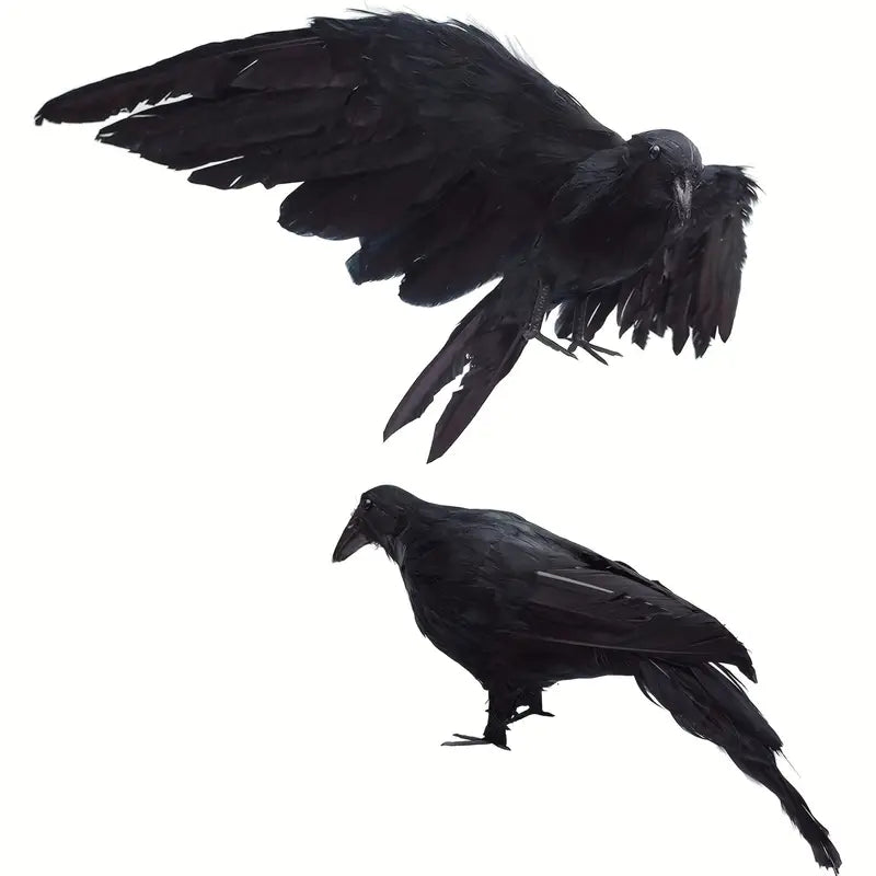 NNETM The Midnight Raven: Realistic Halloween Feathered Crow