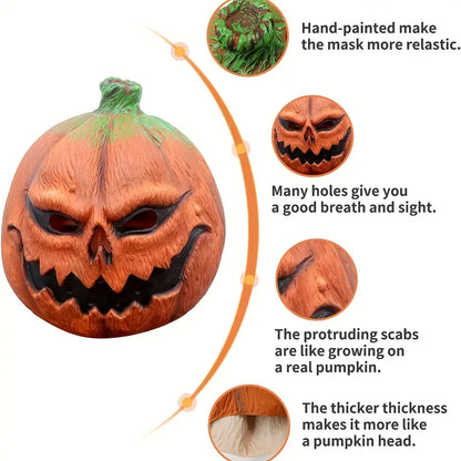 Spooktacular Pumpkin Face Head Mask for Halloween