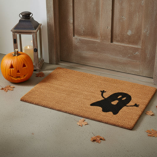 17" X 29" Natural And Brown Halloween Halloween Outdoor Coir Door Mat
