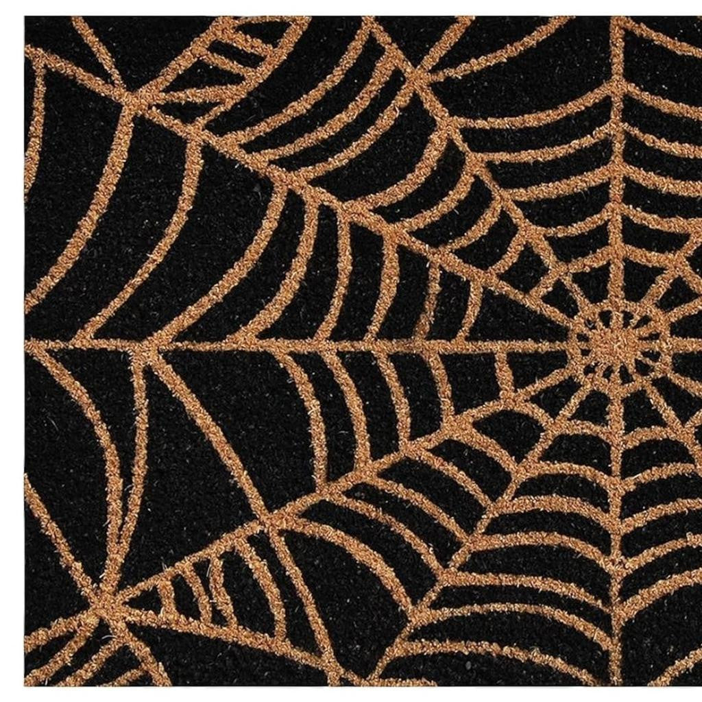 17" X 29" Black And Natural Halloween Halloween Outdoor Coir Door Mat