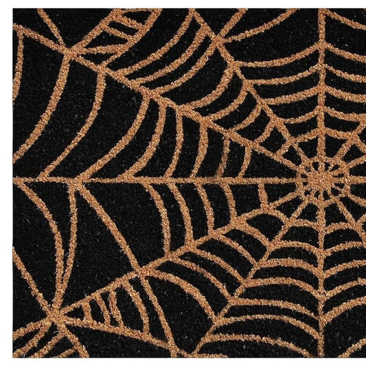 17" X 29" Black And Natural Halloween Halloween Outdoor Coir Door Mat
