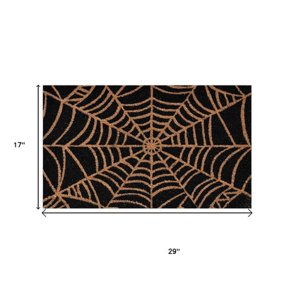 17" X 29" Black And Natural Halloween Halloween Outdoor Coir Door Mat