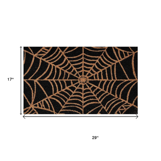 17" X 29" Black And Natural Halloween Halloween Outdoor Coir Door Mat