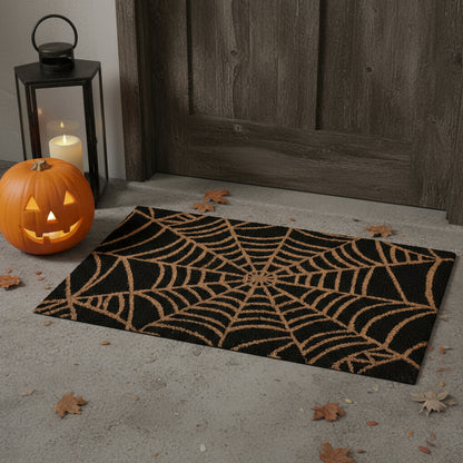 17" X 29" Black And Natural Halloween Halloween Outdoor Coir Door Mat