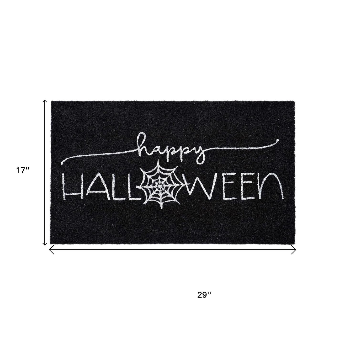 17" X 29" Black And White Halloween Halloween Happy Halloween Outdoor Coir Door Mat