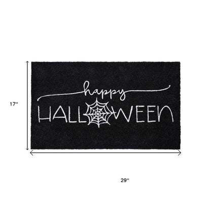 17" X 29" Black And White Halloween Halloween Happy Halloween Outdoor Coir Door Mat