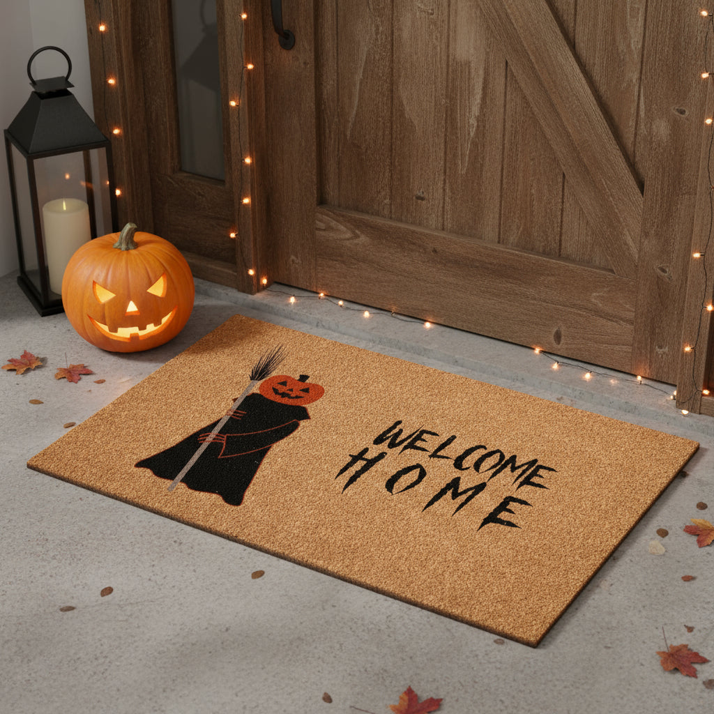 17" X 29" Natural And Brown Halloween Halloween Welcome Outdoor Coir Door Mat