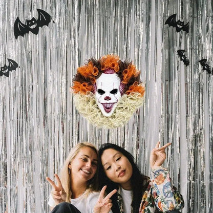 Halloween Penny Mask Wreath Horror Party Decor