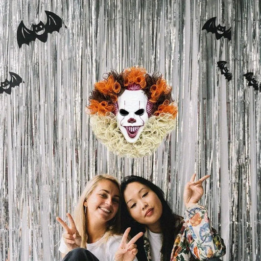 Halloween Penny Mask Wreath Horror Party Decor