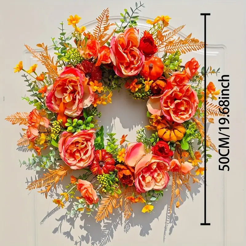 NNETM Pumpkin & Peony Halloween Wreath