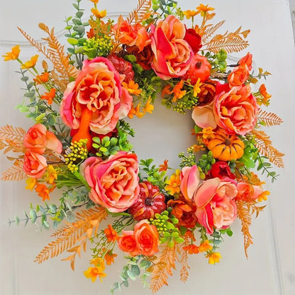 NNETM Pumpkin & Peony Halloween Wreath