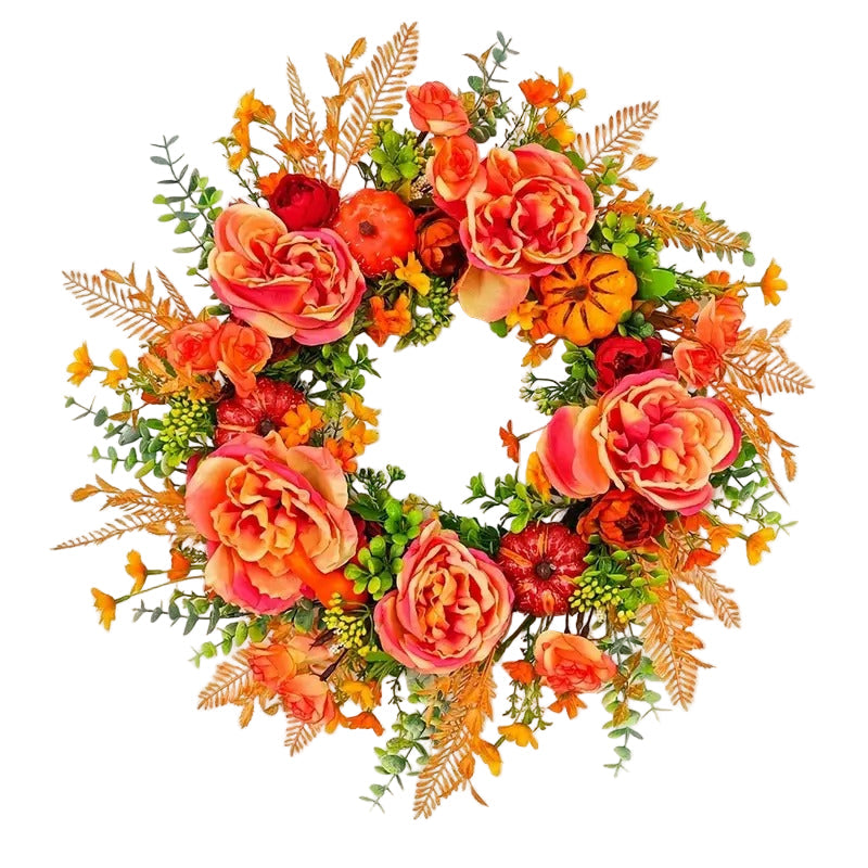 NNETM Pumpkin & Peony Halloween Wreath