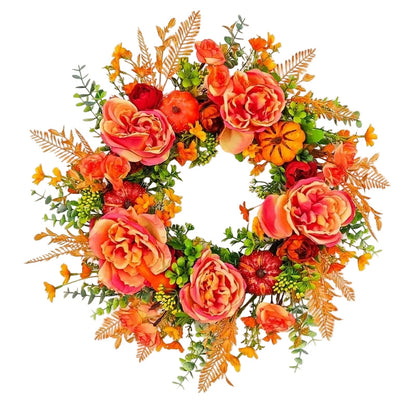 NNETM Pumpkin & Peony Halloween Wreath