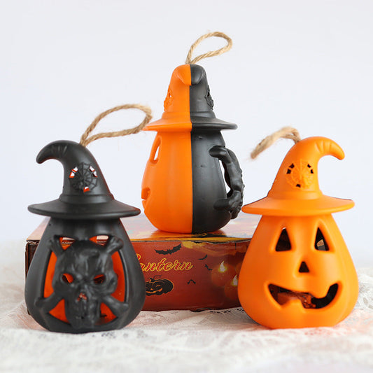 Halloween Handheld Horror Decorative Skull Candle Light 4 pieces Set