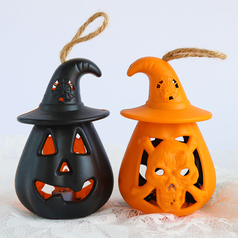 Halloween Handheld Horror Decorative Skull Candle Light 4 pieces Set