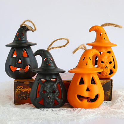 Halloween Handheld Horror Decorative Skull Candle Light 4 pieces Set