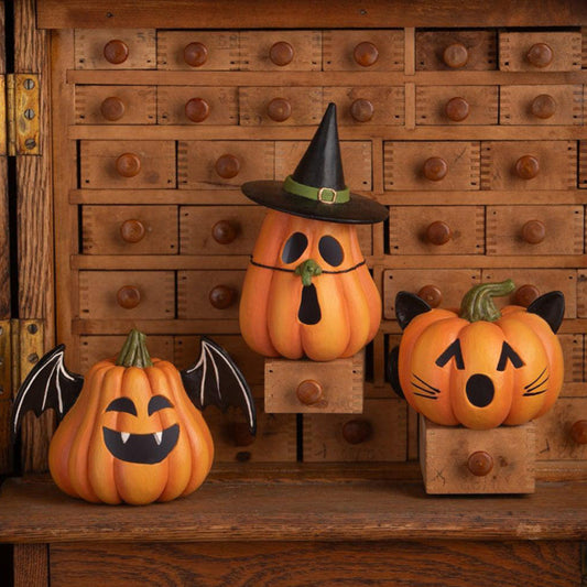 Bundle of 3 Halloween Pumpkin Luminaries by Bethany Lowe